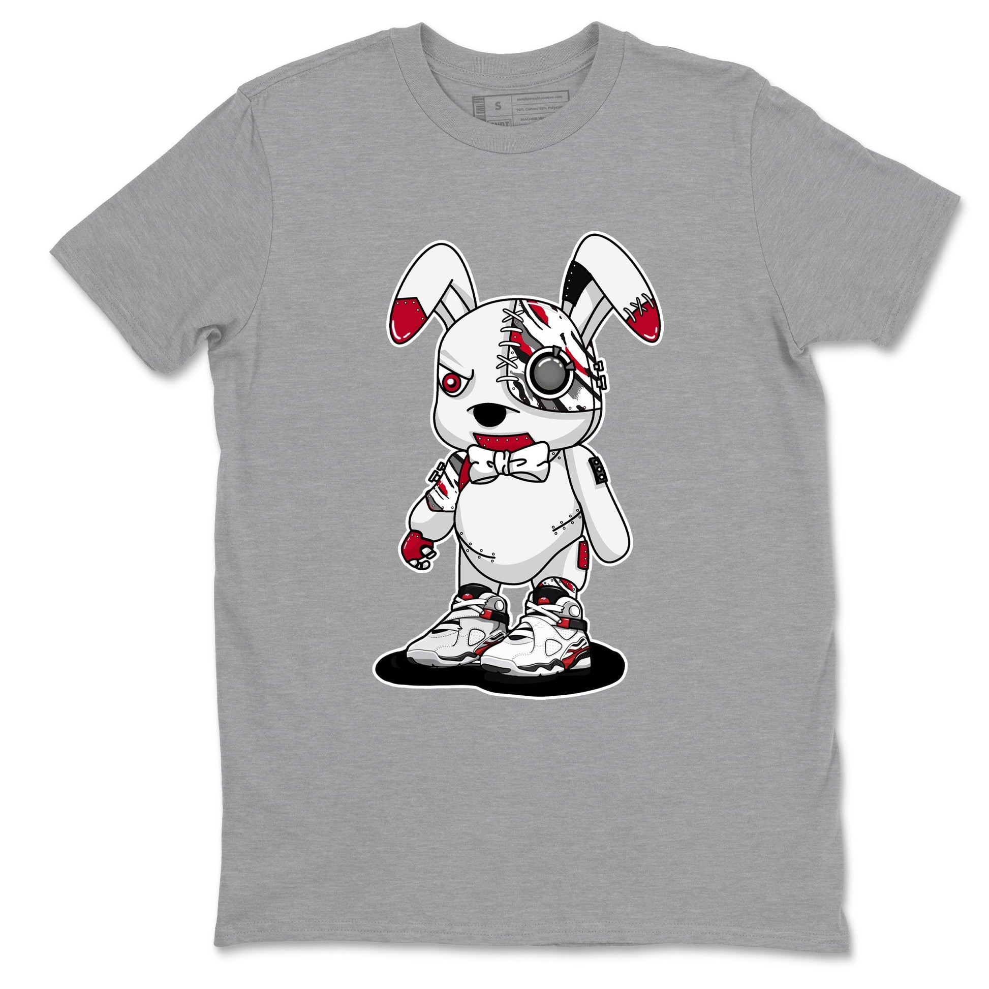 Sneaker match tees – Sneaker Tees To Match Air Jordan 8 Bunny Shoes Air Jordan 8 White and True Red – Cyborg Bunny Tee Heather Grey 2