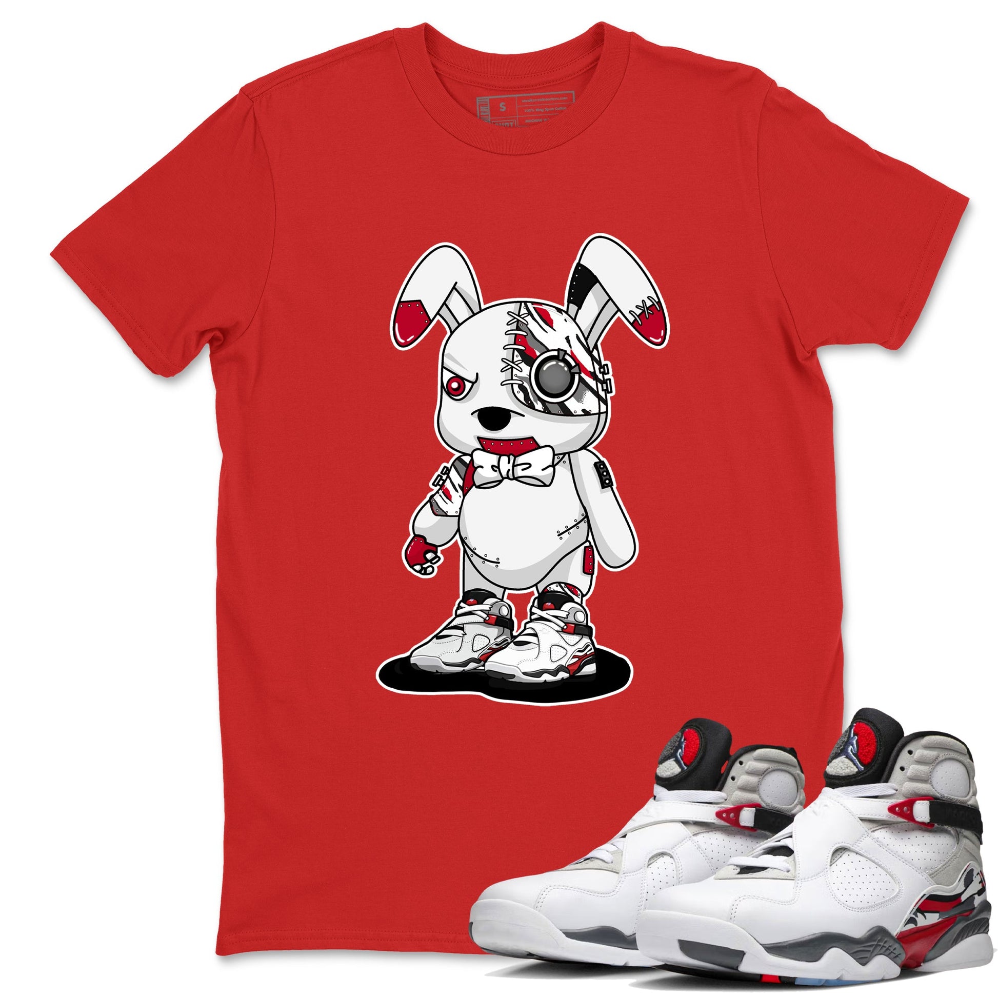 Sneaker match tees – Sneaker Tees To Match Air Jordan 8 Bunny Shoes Air Jordan 8 White and True Red – Cyborg Bunny Tee Red 1