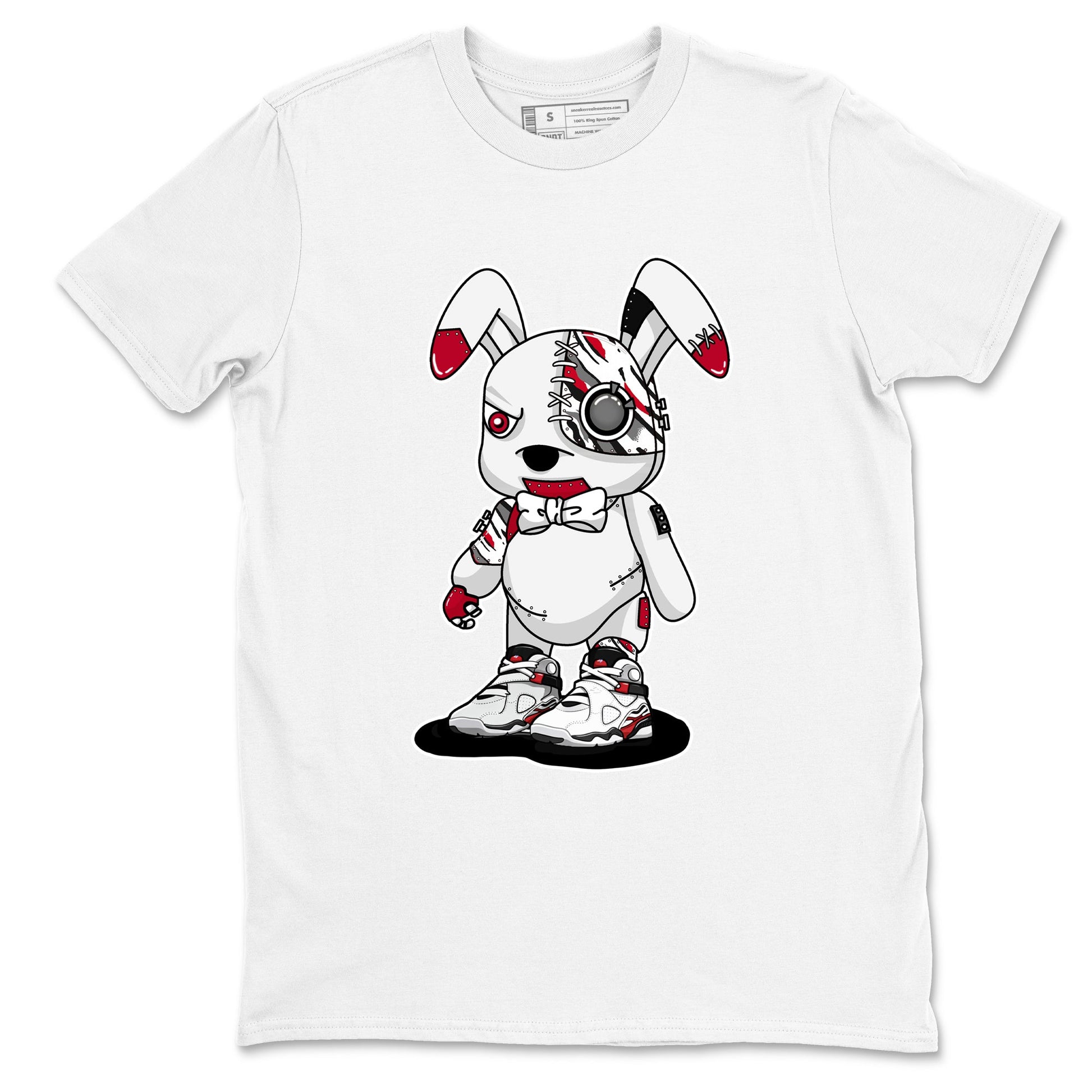 Sneaker match tees – Sneaker Tees To Match Air Jordan 8 Bunny Shoes Air Jordan 8 White and True Red – Cyborg Bunny Tee White 2