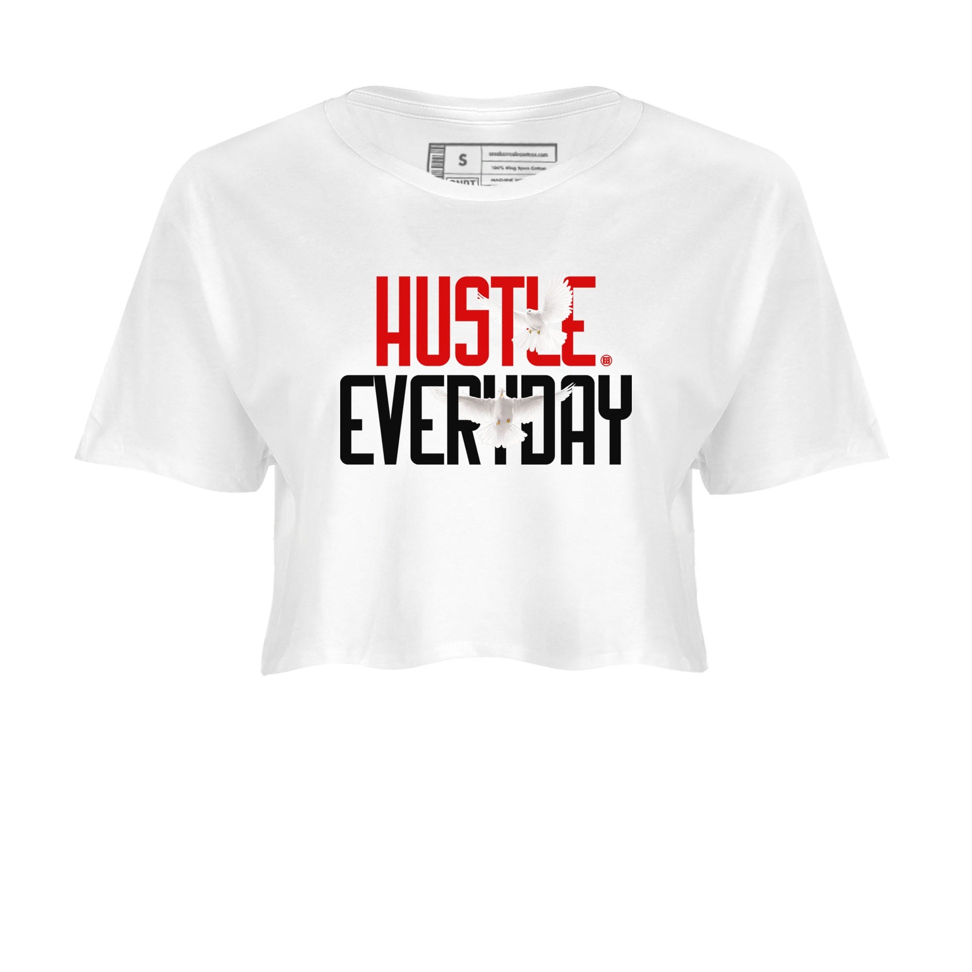 Air Jordan 12 Retro Taxi Flip shirts to match jordans Daily Hustle sneaker match tees 12s Red Taxi SNRT sneaker release Tees White 2 crop length shirt