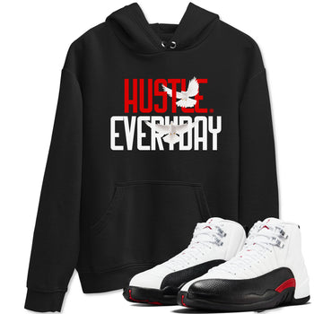 Air Jordan 12 Retro Taxi Flip shirts to match jordans Daily Hustle sneaker match tees 12s Red Taxi SNRT sneaker release Tees unisex cotton Black 1 crew neck shirt