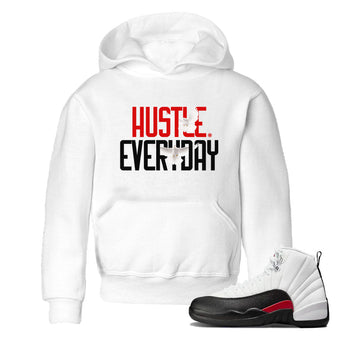 Air Jordan 12 Retro Taxi Flip shirts to match jordans Daily Hustle sneaker match tees 12s Red Taxi SNRT sneaker release tees baby toddler White 1 cotton Shirt