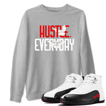 Air Jordan 12 Retro Taxi Flip shirts to match jordans Daily Hustle sneaker match tees 12s Red Taxi SNRT sneaker release Tees unisex cotton Heather Grey 1 crew neck shirt