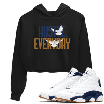 13s Midnight Navy shirts to match jordans Daily Hustle sneaker match tees Air Jordan 13 Midnight Navy SNRT Sneaker Release Tees unisex cotton Black 1 Crop Shirts