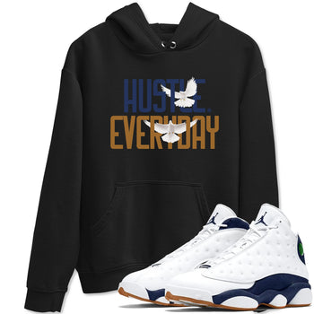 13s Midnight Navy shirts to match jordans Daily Hustle sneaker match tees Air Jordan 13 Midnight Navy SNRT Sneaker Release Tees unisex cotton Black 1 crew neck shirts