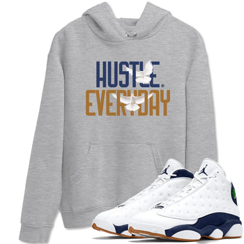 13s Midnight Navy shirts to match jordans Daily Hustle sneaker match tees Air Jordan 13 Midnight Navy SNRT Sneaker Release Tees unisex cotton Heather Grey 1 crew neck shirts