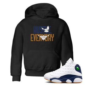 13s Midnight Navy shirts to match jordans Daily Hustle sneaker match tees Air Jordan 13 Midnight Navy SNRT Sneaker Release Tees Youth Baby Black 1 crew neck shirts