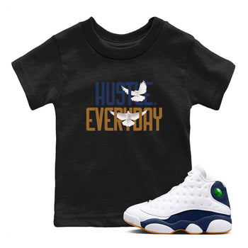 13s Midnight Navy shirts to match jordans Daily Hustle sneaker match tees Air Jordan 13 Midnight Navy SNRT Sneaker Release Tees Youth Baby Black 1 crew neck shirts