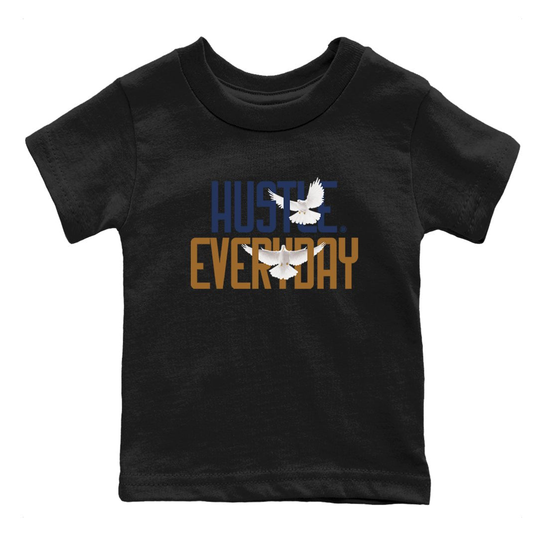 13s Midnight Navy shirts to match jordans Daily Hustle sneaker match tees Air Jordan 13 Midnight Navy SNRT Sneaker Release Tees Youth Baby Black 2 crew neck shirts