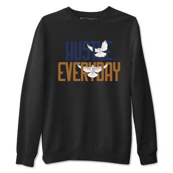 13s Midnight Navy shirts to match jordans Daily Hustle sneaker match tees Air Jordan 13 Midnight Navy SNRT Sneaker Release Tees unisex cotton Black 2 crew neck shirts