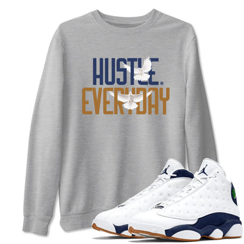 13s Midnight Navy shirts to match jordans Daily Hustle sneaker match tees Air Jordan 13 Midnight Navy SNRT Sneaker Release Tees unisex cotton Heather Grey 1 crew neck shirts