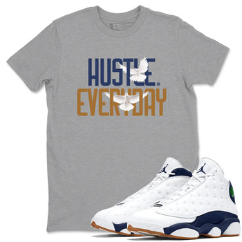 13s Midnight Navy shirts to match jordans Daily Hustle sneaker match tees Air Jordan 13 Midnight Navy SNRT Sneaker Release Tees unisex cotton Heather Grey 1 crew neck shirts
