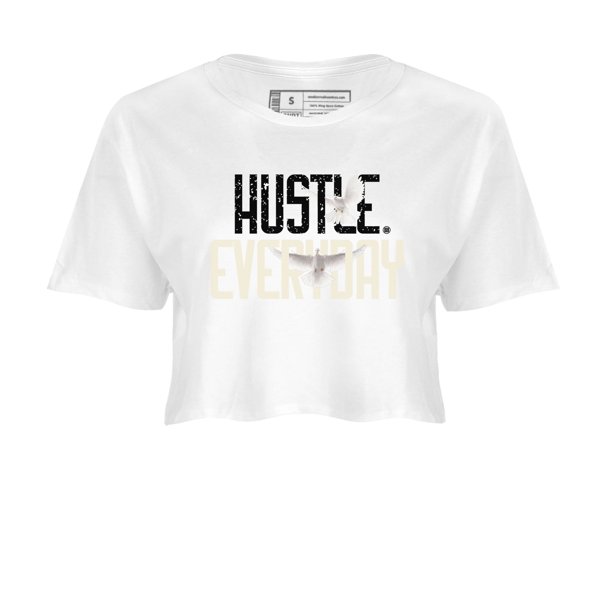 AJ5 Sail shirt to match jordans Daily Hustle sneaker tees Air Jordan 5 Sail SNRT Sneaker Release Tees White 2 crop length shirt