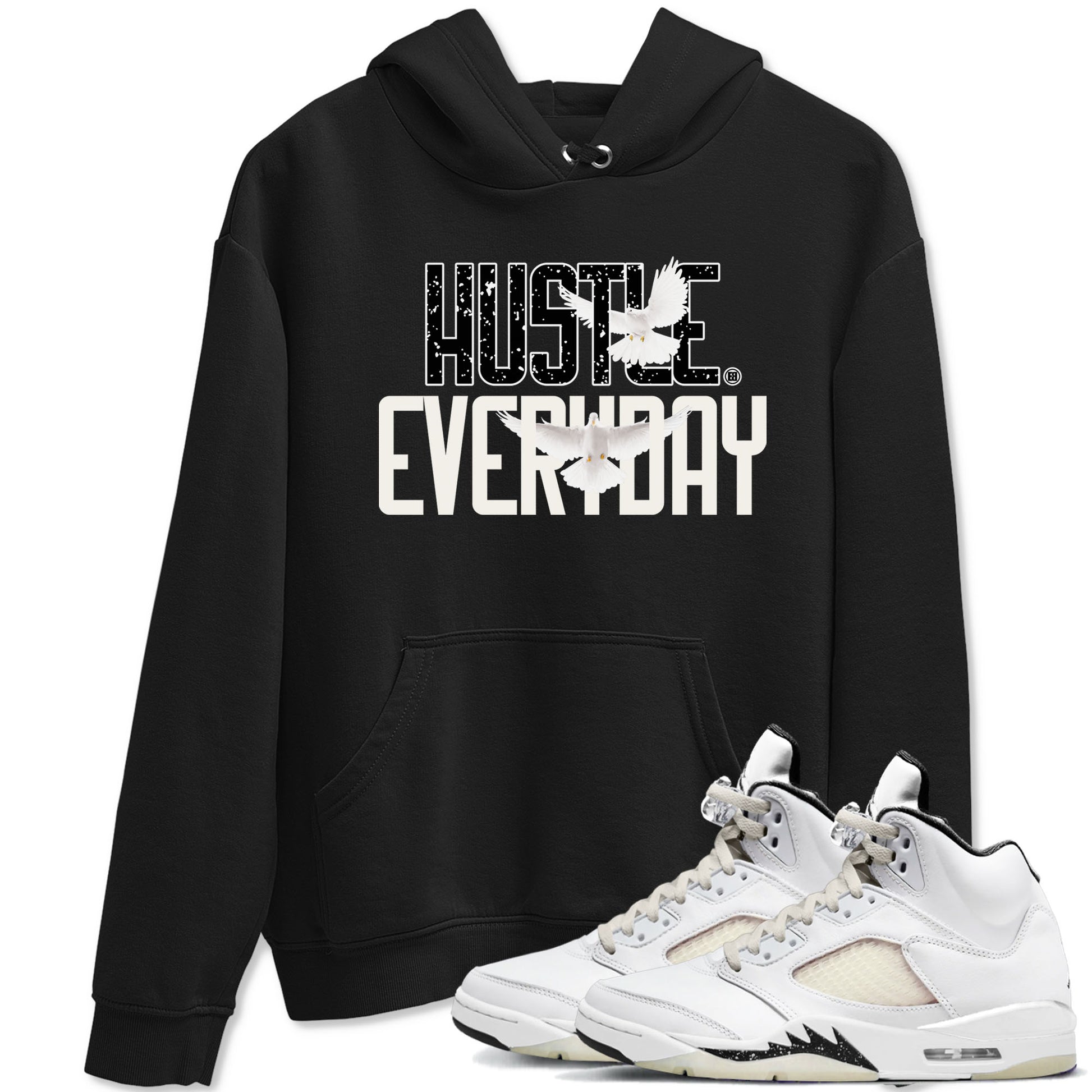 AJ5 Sail shirt to match jordans Daily Hustle sneaker tees Air Jordan 5 Sail SNRT Sneaker Release Tees unisex cotton Black 1 crew neck shirt