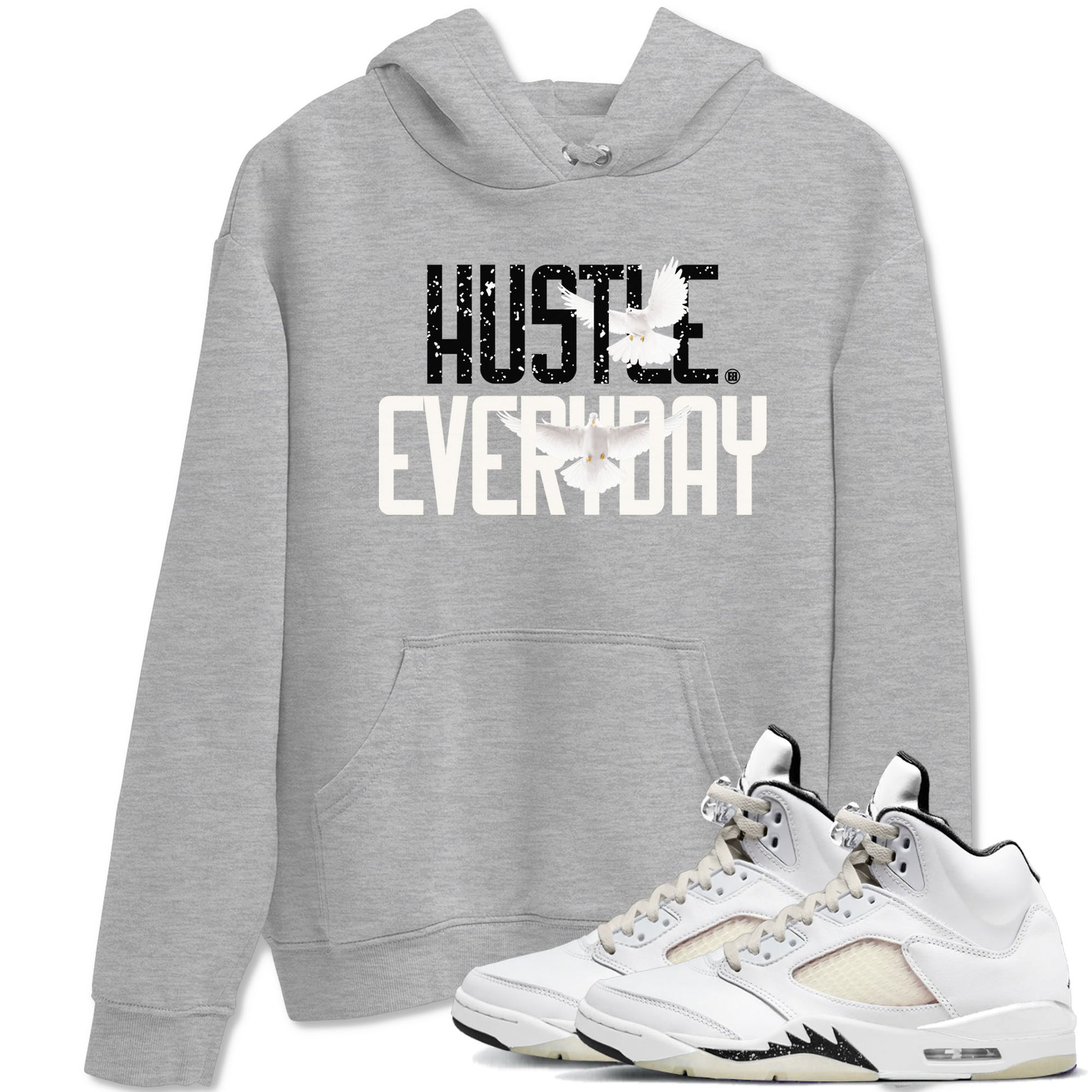 AJ5 Sail shirt to match jordans Daily Hustle sneaker tees Air Jordan 5 Sail SNRT Sneaker Release Tees unisex cotton Heather Grey 1 crew neck shirt