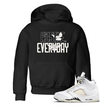 AJ5 Sail shirt to match jordans Daily Hustle sneaker tees Air Jordan 5 Sail SNRT sneaker release tees baby toddler Black 1 cotton Shirt