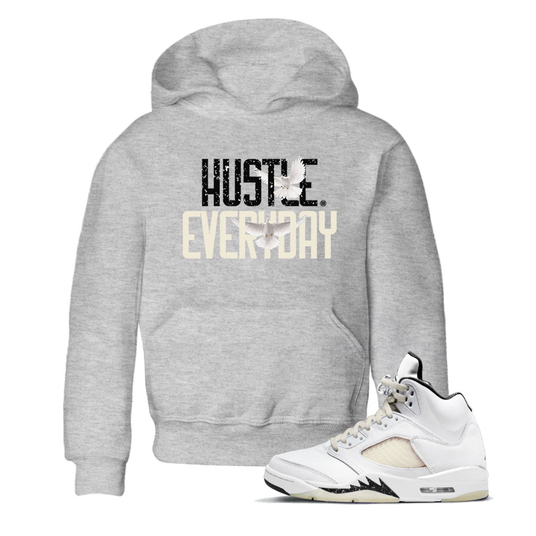 AJ5 Sail shirt to match jordans Daily Hustle sneaker tees Air Jordan 5 Sail SNRT sneaker release tees baby toddler Heather Grey 1 cotton Shirt