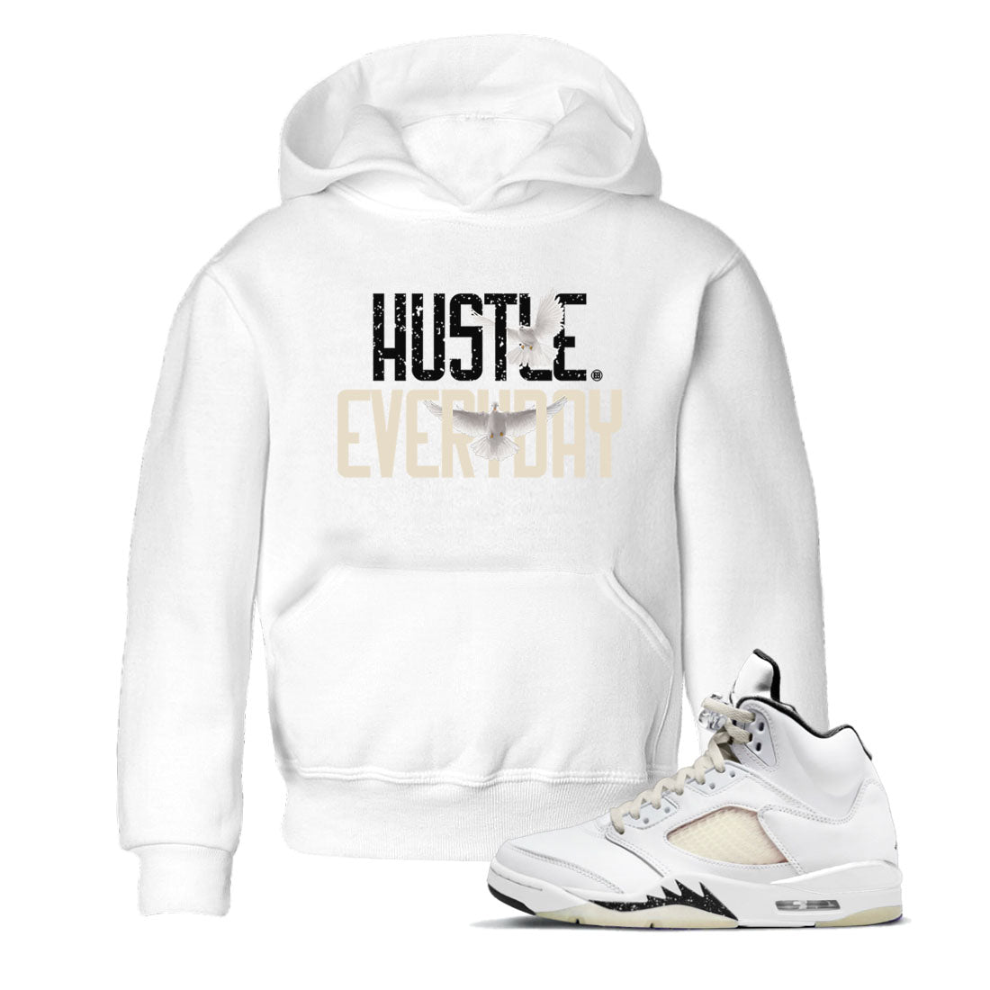 AJ5 Sail shirt to match jordans Daily Hustle sneaker tees Air Jordan 5 Sail SNRT sneaker release tees baby toddler White 1 cotton Shirt