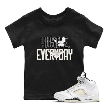 AJ5 Sail shirt to match jordans Daily Hustle sneaker tees Air Jordan 5 Sail SNRT sneaker release tees baby toddler Black 1 cotton Shirt