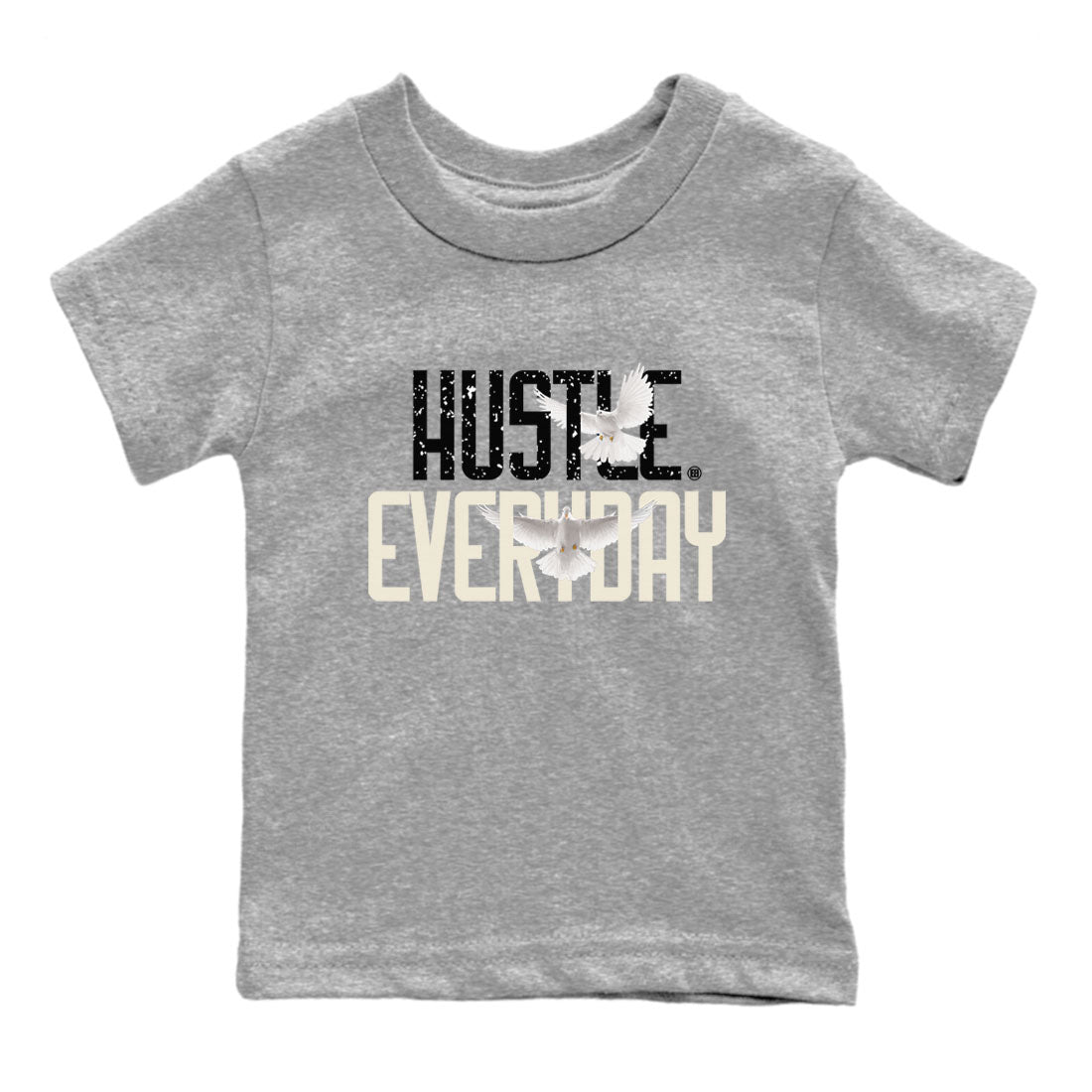 AJ5 Sail shirt to match jordans Daily Hustle sneaker tees Air Jordan 5 Sail SNRT sneaker release tees baby toddler Heather Grey 2 cotton Shirt