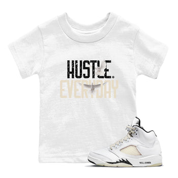 AJ5 Sail shirt to match jordans Daily Hustle sneaker tees Air Jordan 5 Sail SNRT sneaker release tees baby toddler White 1 cotton Shirt