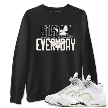 AJ5 Sail shirt to match jordans Daily Hustle sneaker tees Air Jordan 5 Sail SNRT Sneaker Release Tees unisex cotton Black 1 crew neck shirt