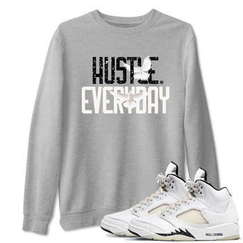 AJ5 Sail shirt to match jordans Daily Hustle sneaker tees Air Jordan 5 Sail SNRT Sneaker Release Tees unisex cotton Heather Grey 1 crew neck shirt