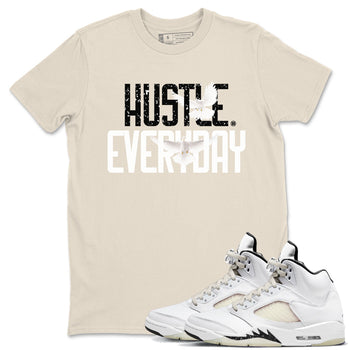 AJ5 Sail shirt to match jordans Daily Hustle sneaker tees Air Jordan 5 Sail SNRT Sneaker Release Tees unisex cotton Natural 1 crew neck shirt
