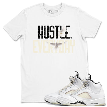 AJ5 Sail shirt to match jordans Daily Hustle sneaker tees Air Jordan 5 Sail SNRT Sneaker Release Tees unisex cotton White 1 crew neck shirt