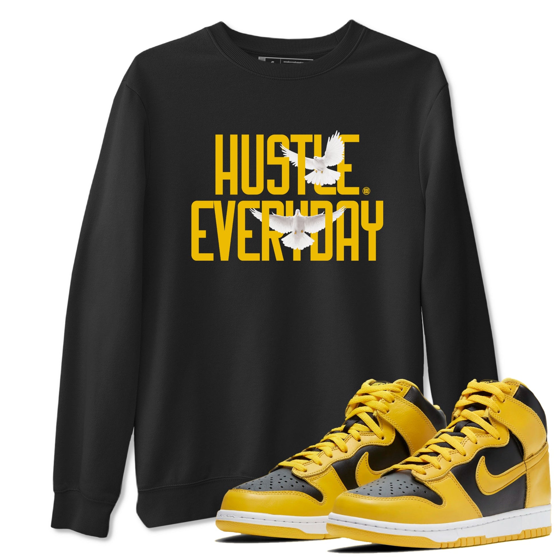 Dunk High Pollen Shirts To Match Jordans Daily Hustle sneaker match tees Dunk High Iowa Tee SNRT Sneaker Release Tees unisex cotton Black 1 crew neck shirts