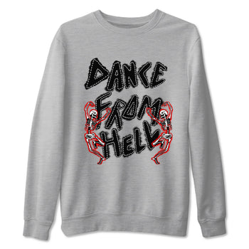 1s Black Toe Reimagined shirts to match jordans Dance From Hell unique Halloween sneaker tee Air Jordan 1 Black Toe Reimagined match shoes to clothes SNRT Sneaker Tees unisex cotton Heather Grey 2 shirts