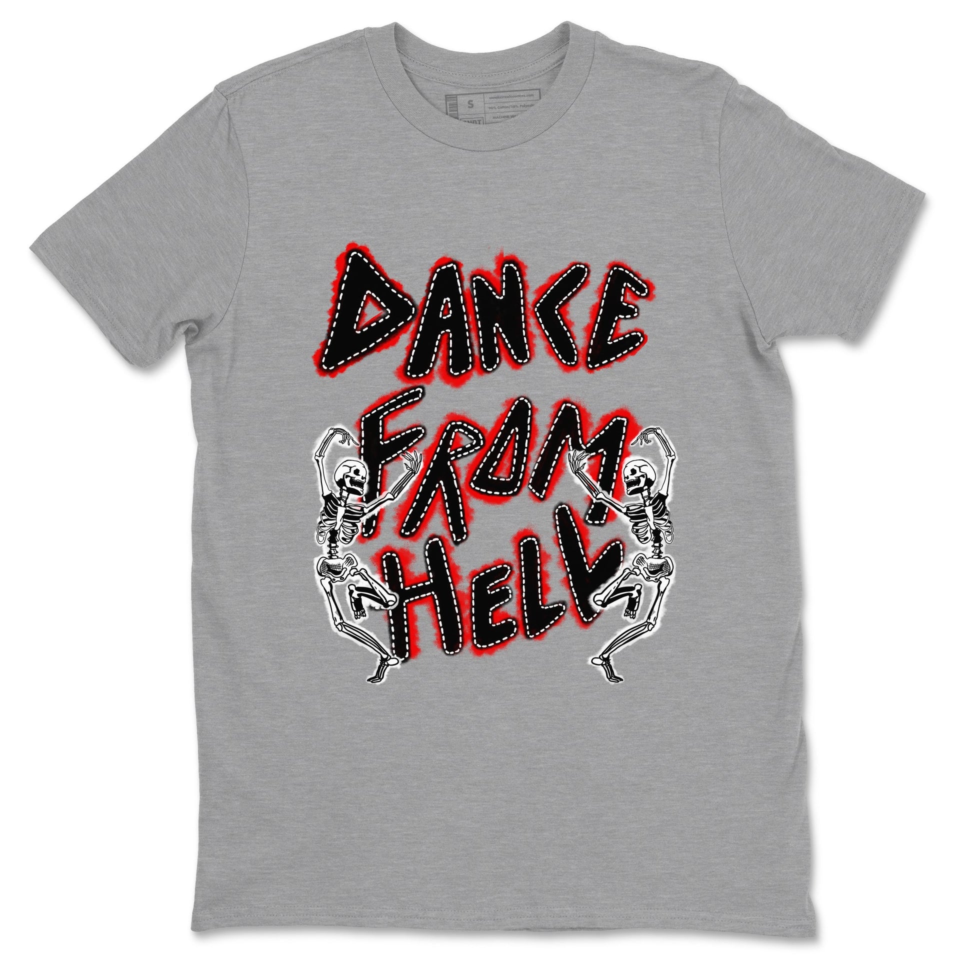 1s Black Toe Reimagined shirts to match jordans Dance From Hell unique Halloween sneaker tee Air Jordan 1 Black Toe Reimagined match shoes to clothes SNRT Sneaker Tees unisex cotton Heather Grey 2 shirts