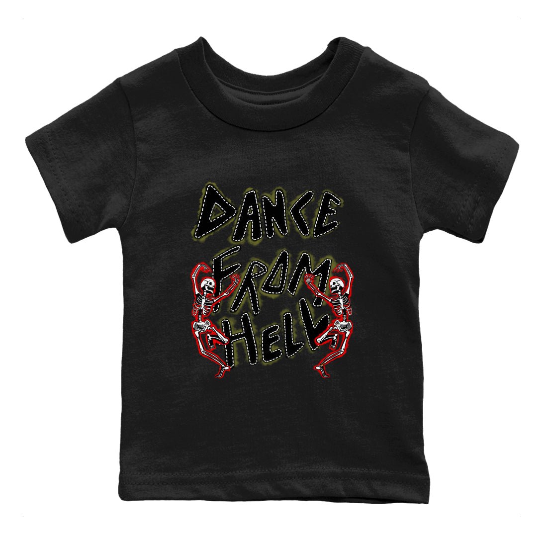 1s Travis Scott Medium Olive shirts to match jordans Dance From Hell unique Halloween sneaker tee Air Jordan 1 Travis Scott Medium Olive match shoes to clothes SNRT Sneaker Tees Youth Baby Black 2 tee