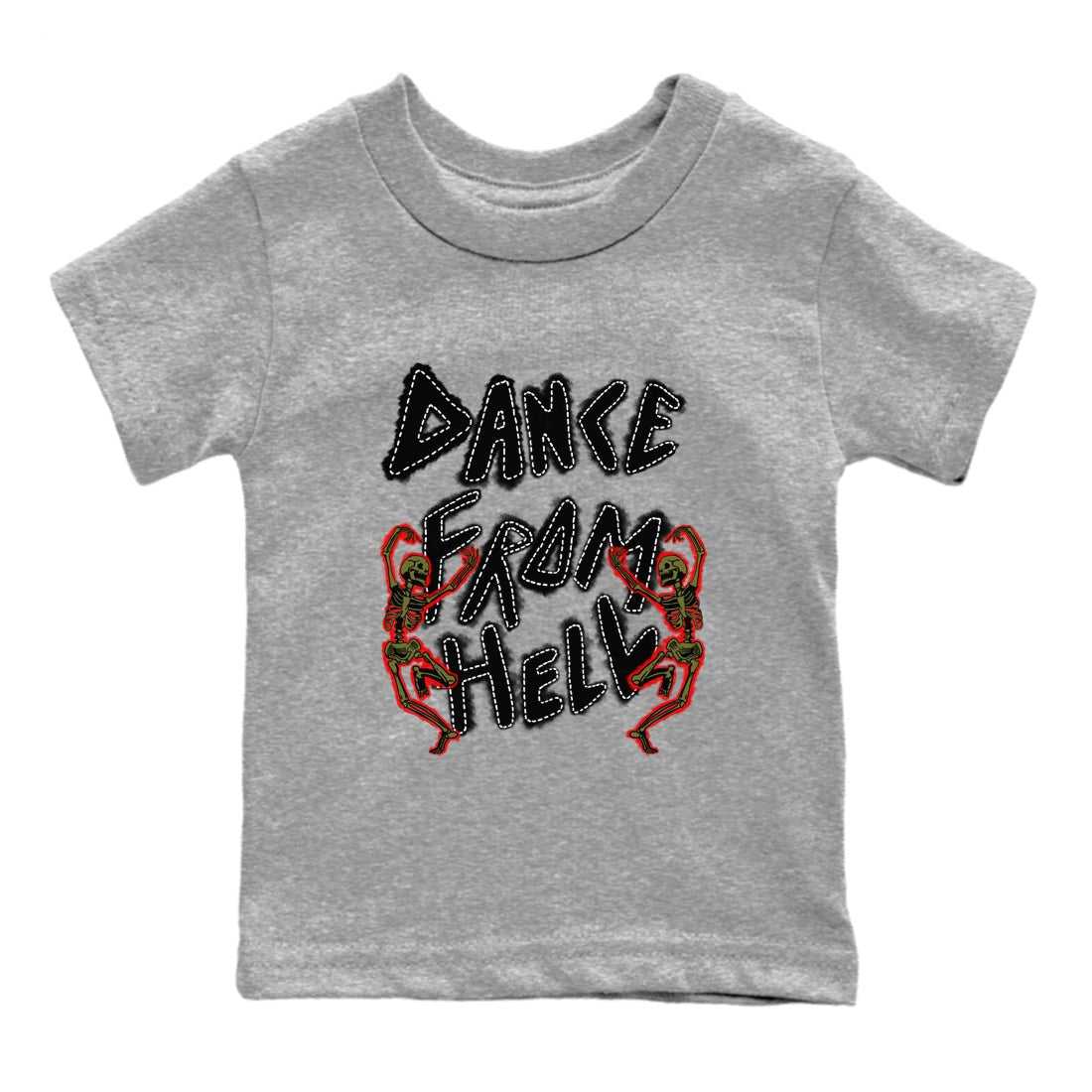 1s Travis Scott Medium Olive shirts to match jordans Dance From Hell unique Halloween sneaker tee Air Jordan 1 Travis Scott Medium Olive match shoes to clothes SNRT Sneaker Tees Youth Baby Heather Grey 2 tee