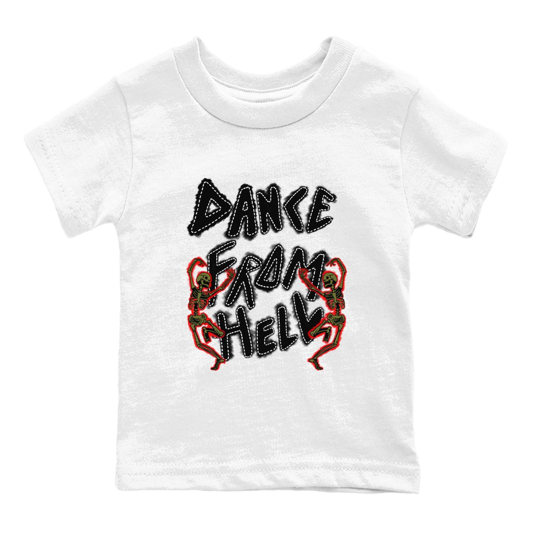 1s Travis Scott Medium Olive shirts to match jordans Dance From Hell unique Halloween sneaker tee Air Jordan 1 Travis Scott Medium Olive match shoes to clothes SNRT Sneaker Tees Youth Baby White 2 tee