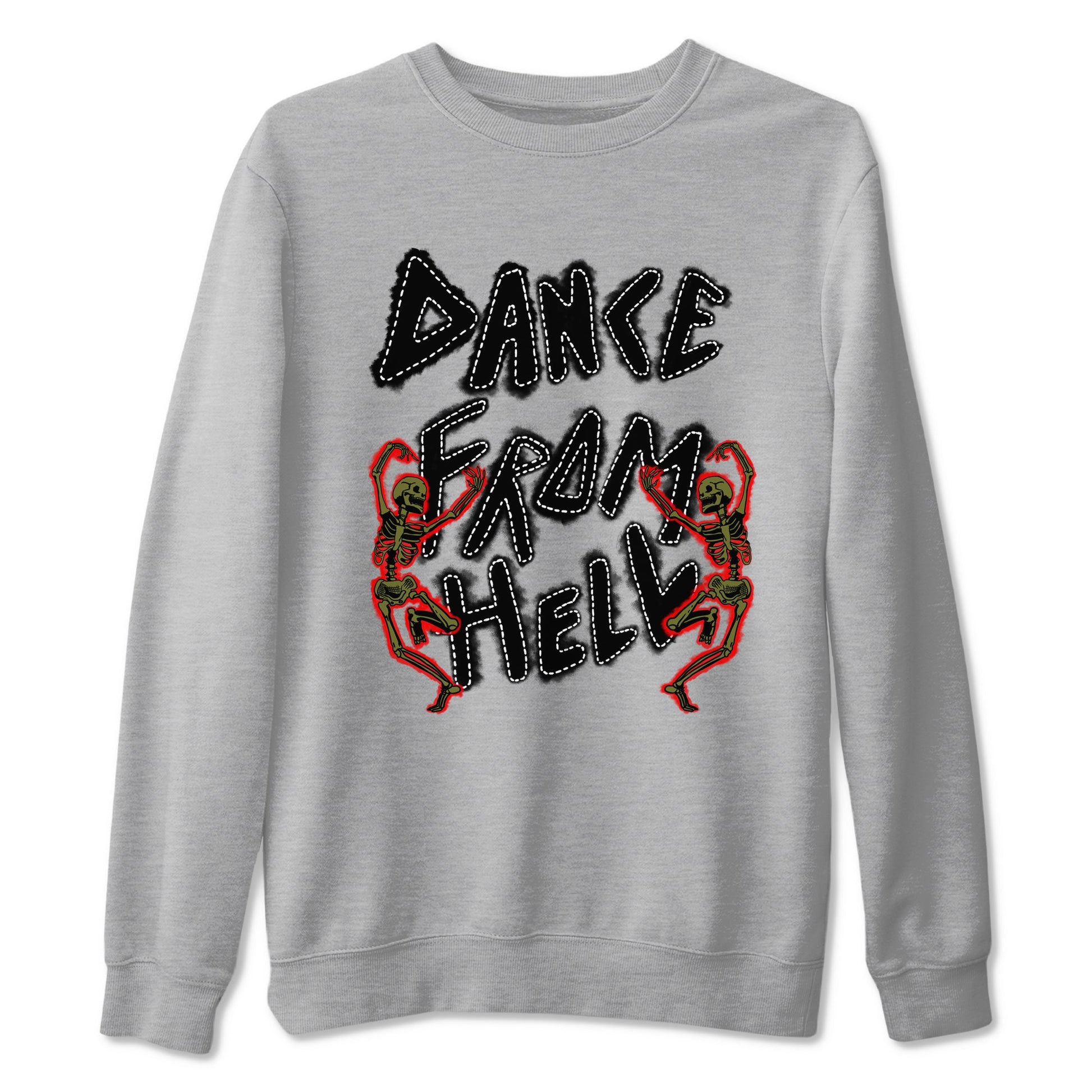 1s Travis Scott Medium Olive shirts to match jordans Dance From Hell unique Halloween sneaker tee Air Jordan 1 Travis Scott Medium Olive match shoes to clothes SNRT Sneaker Tees unisex cotton Heather Grey 2 shirts