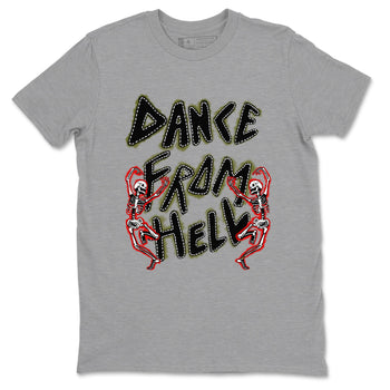 1s Travis Scott Medium Olive shirts to match jordans Dance From Hell unique Halloween sneaker tee Air Jordan 1 Travis Scott Medium Olive match shoes to clothes SNRT Sneaker Tees unisex cotton Heather Grey 2 shirts