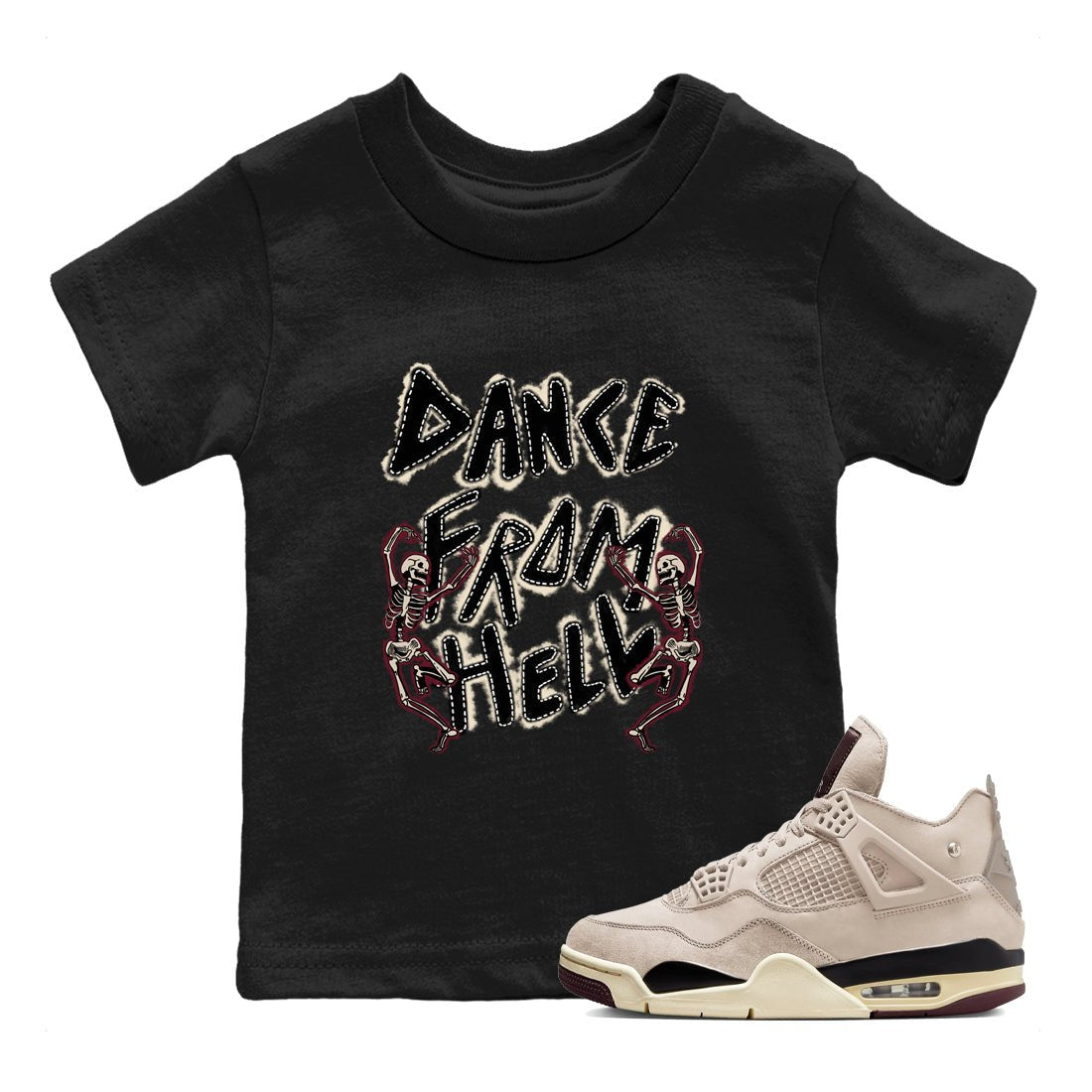 4s A Ma Maniere x Fossil Stone shirts to match jordans Dance From Hell unique Halloween sneaker tee Air Jordan 4 A Ma Maniere x Fossil Stone match shoes to clothes SNRT Sneaker Tees Youth Baby Black 1 tee