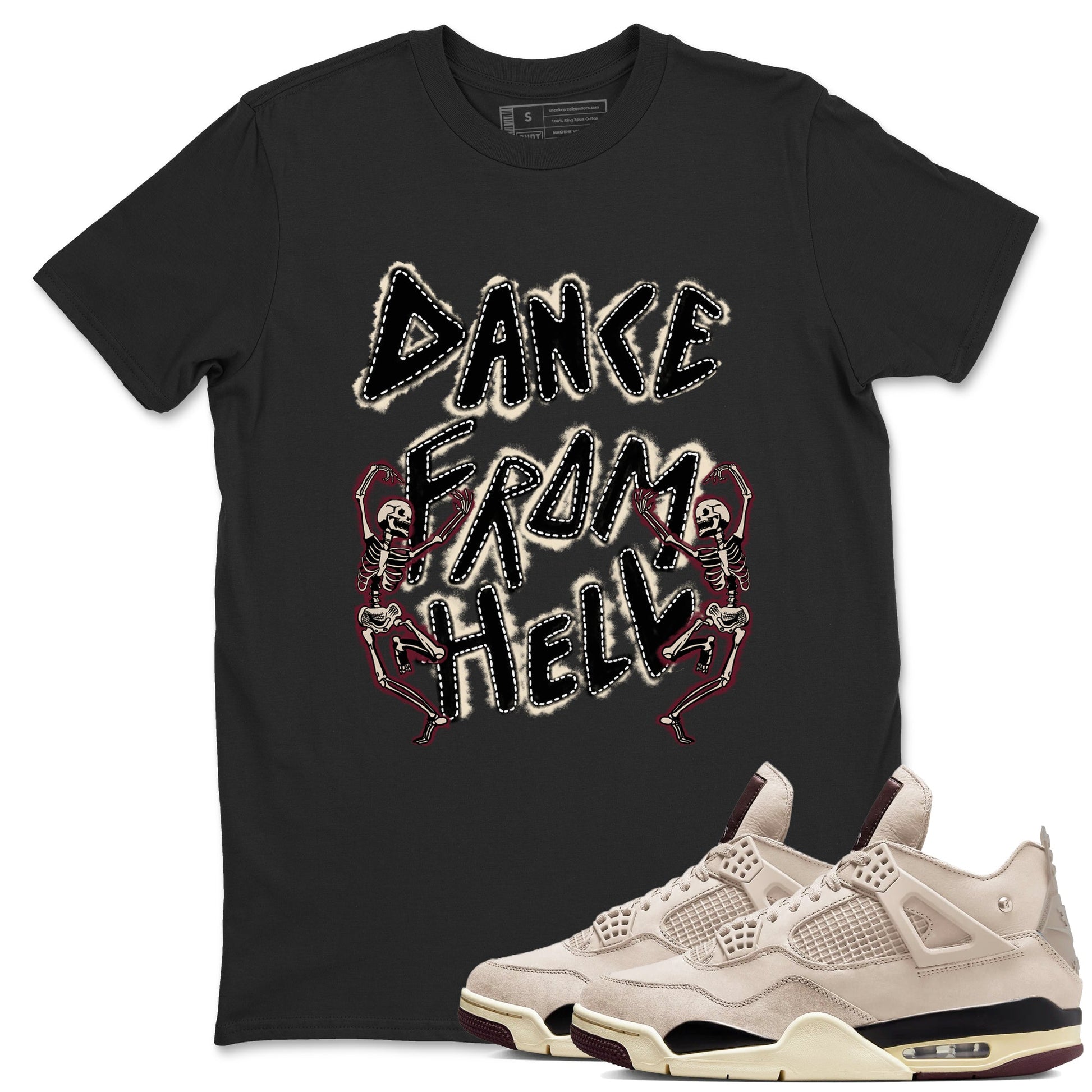 4s A Ma Maniere x Fossil Stone shirts to match jordans Dance From Hell unique Halloween sneaker tee Air Jordan 4 A Ma Maniere x Fossil Stone match shoes to clothes SNRT Sneaker Tees unisex cotton Black 1 shirts