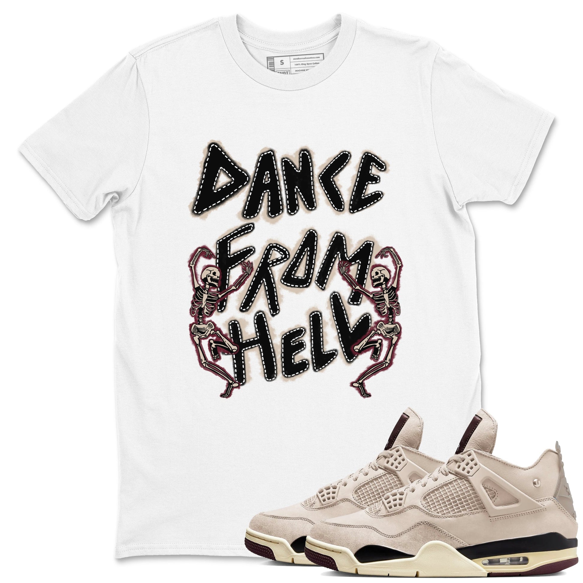 4s A Ma Maniere x Fossil Stone shirts to match jordans Dance From Hell unique Halloween sneaker tee Air Jordan 4 A Ma Maniere x Fossil Stone match shoes to clothes SNRT Sneaker Tees unisex cotton White 1 shirts