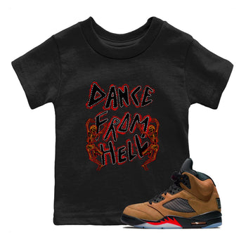 5s Archaeo Brwon shirts to match jordans Dance From Hell unique Halloween sneaker tee Air Jordan 5 Archaeo Brwon match shoes to clothes SNRT Sneaker Tees Youth Baby Black 1 tee