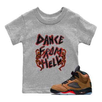 5s Archaeo Brwon shirts to match jordans Dance From Hell unique Halloween sneaker tee Air Jordan 5 Archaeo Brwon match shoes to clothes SNRT Sneaker Tees Youth Baby Heather Grey 1 tee