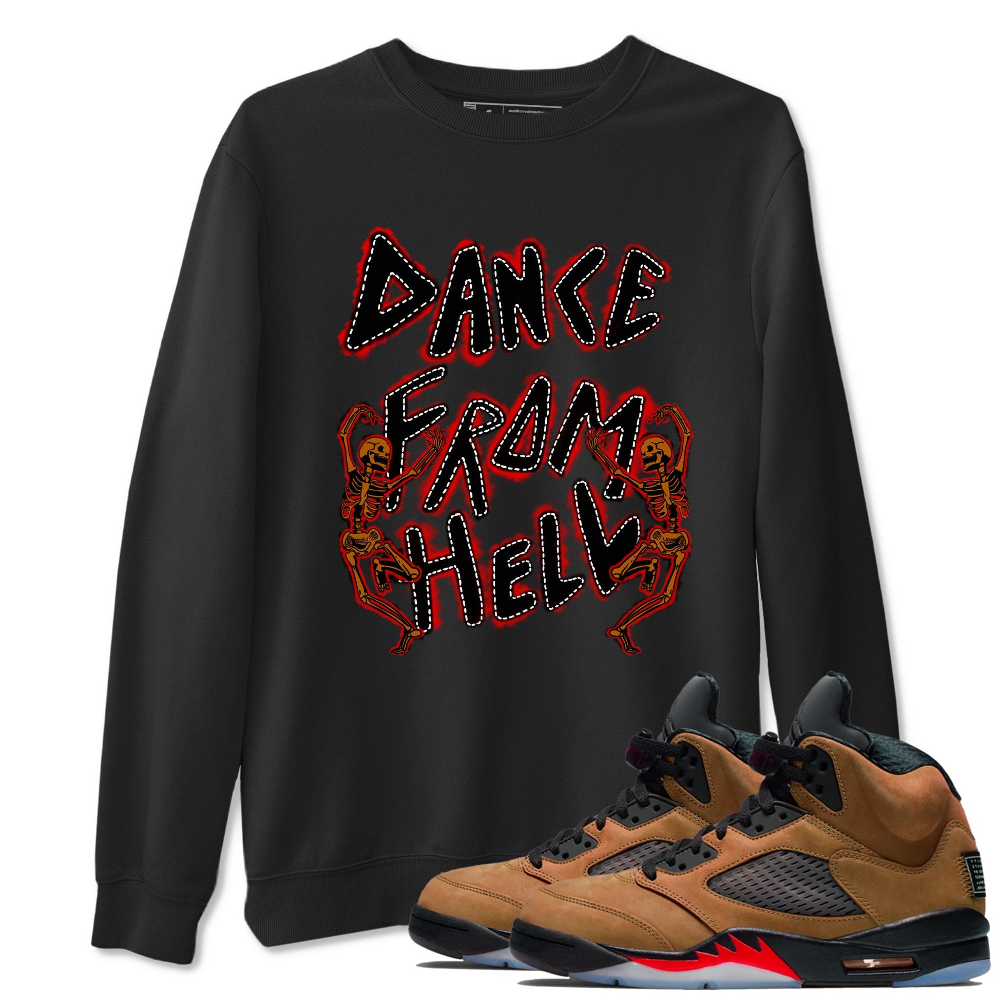 5s Archaeo Brwon shirts to match jordans Dance From Hell unique Halloween sneaker tee Air Jordan 5 Archaeo Brwon match shoes to clothes SNRT Sneaker Tees unisex cotton Black 1 shirts