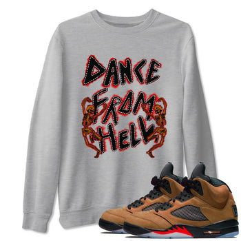 5s Archaeo Brwon shirts to match jordans Dance From Hell unique Halloween sneaker tee Air Jordan 5 Archaeo Brwon match shoes to clothes SNRT Sneaker Tees unisex cotton Heather Grey 1 shirts