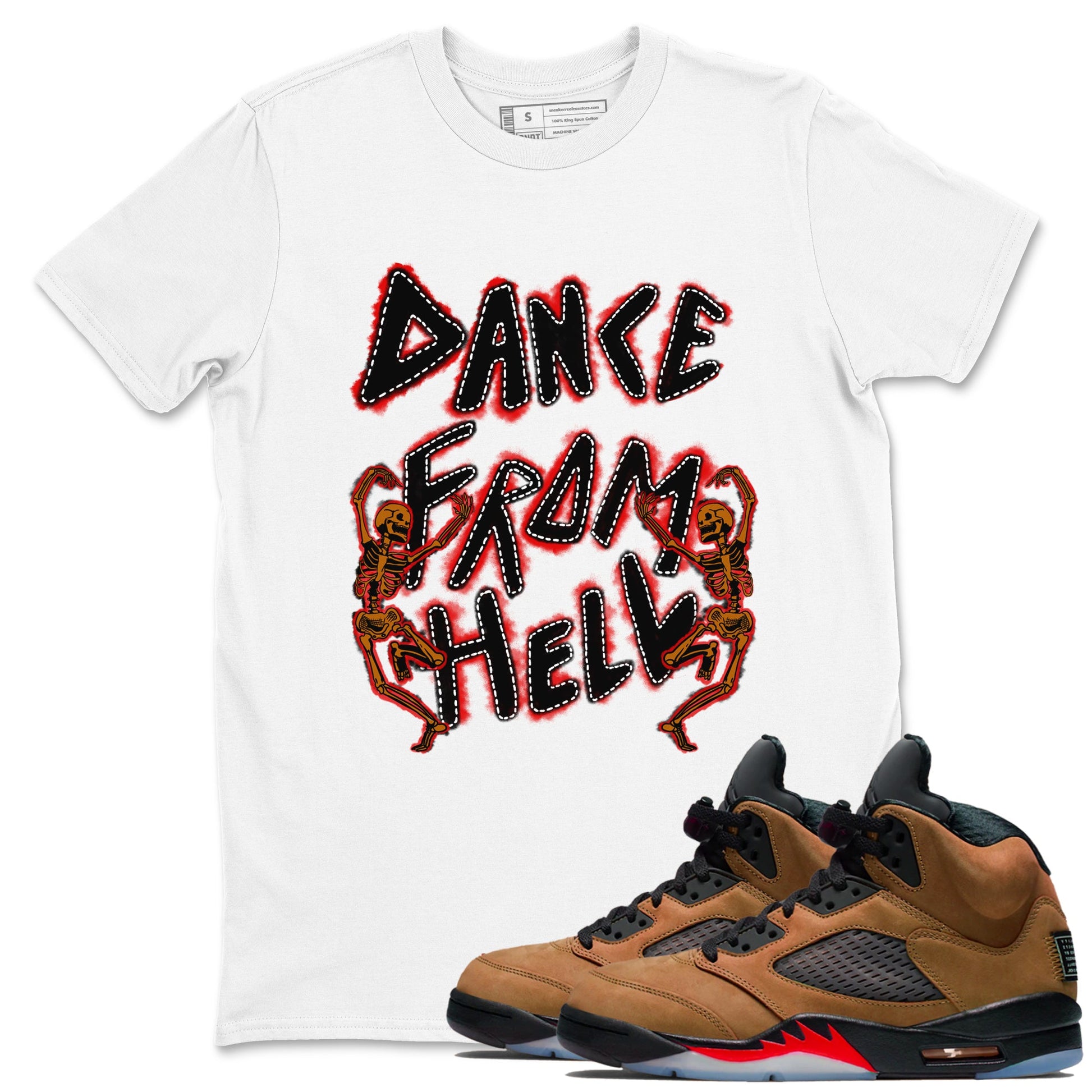 5s Archaeo Brwon shirts to match jordans Dance From Hell unique Halloween sneaker tee Air Jordan 5 Archaeo Brwon match shoes to clothes SNRT Sneaker Tees unisex cotton White 1 shirts