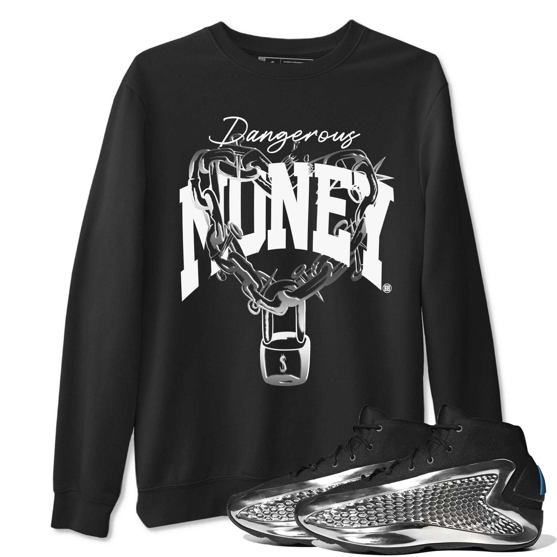 AE 1 Silver Metallic shirts to match jordans Dangerous Money graphic tees AE 1 Silver Metallic t shirts to match sneakers SNRT Sneaker Tees unisex cotton Black 1 shirts