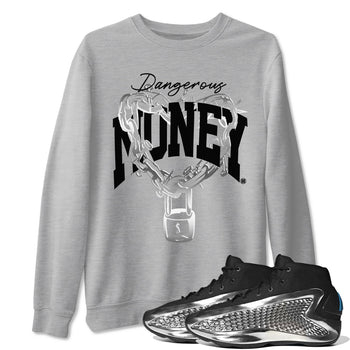 AE 1 Silver Metallic shirts to match jordans Dangerous Money graphic tees AE 1 Silver Metallic t shirts to match sneakers SNRT Sneaker Tees unisex cotton Heather Grey 1 shirts