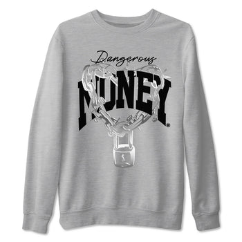AE 1 Silver Metallic shirts to match jordans Dangerous Money graphic tees AE 1 Silver Metallic t shirts to match sneakers SNRT Sneaker Tees unisex cotton Heather Grey 2 shirts