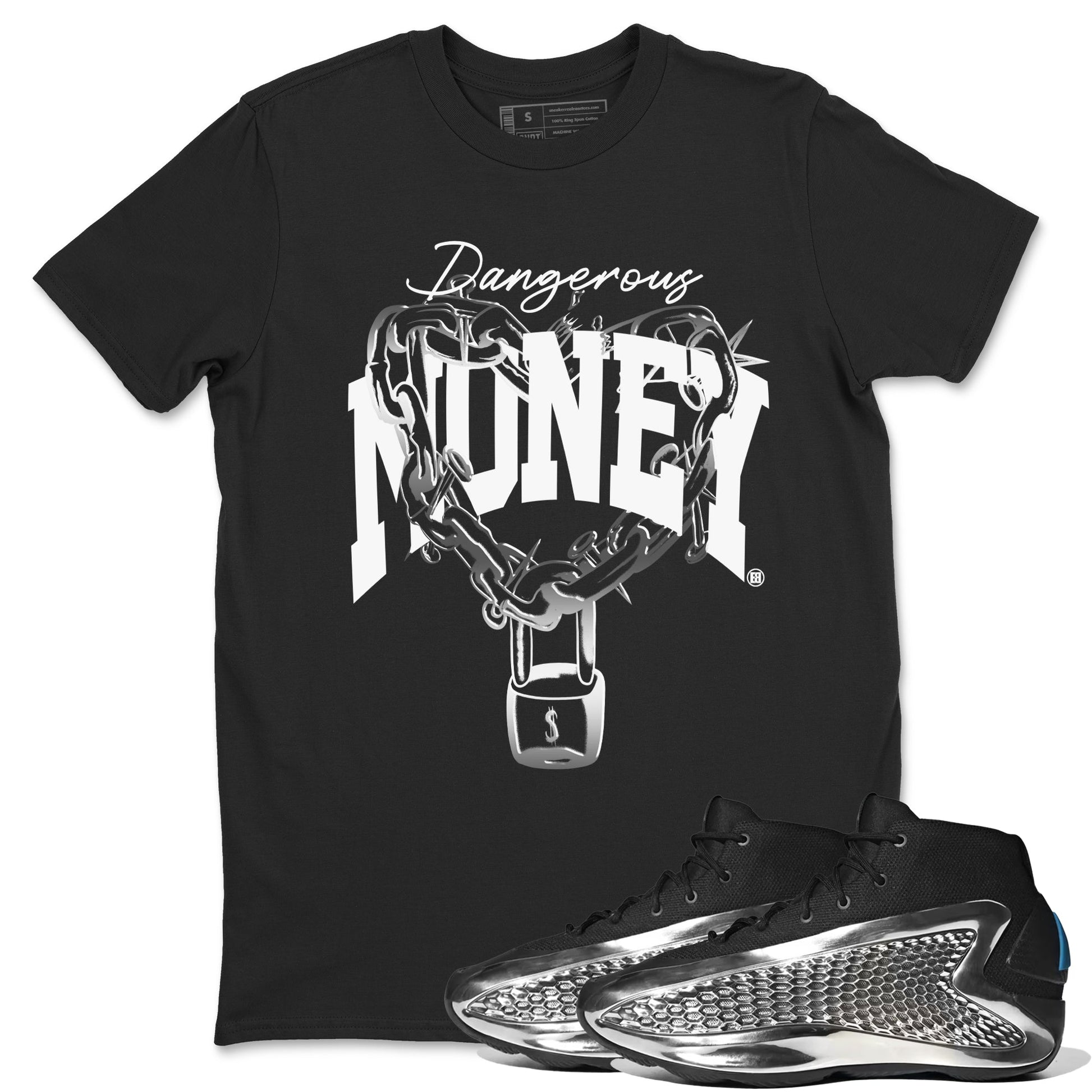 AE 1 Silver Metallic shirts to match jordans Dangerous Money graphic tees AE 1 Silver Metallic t shirts to match sneakers SNRT Sneaker Tees unisex cotton Black 1 shirts