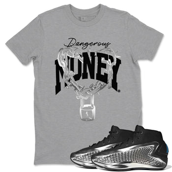 AE 1 Silver Metallic shirts to match jordans Dangerous Money graphic tees AE 1 Silver Metallic t shirts to match sneakers SNRT Sneaker Tees unisex cotton Heather Grey 1 shirts
